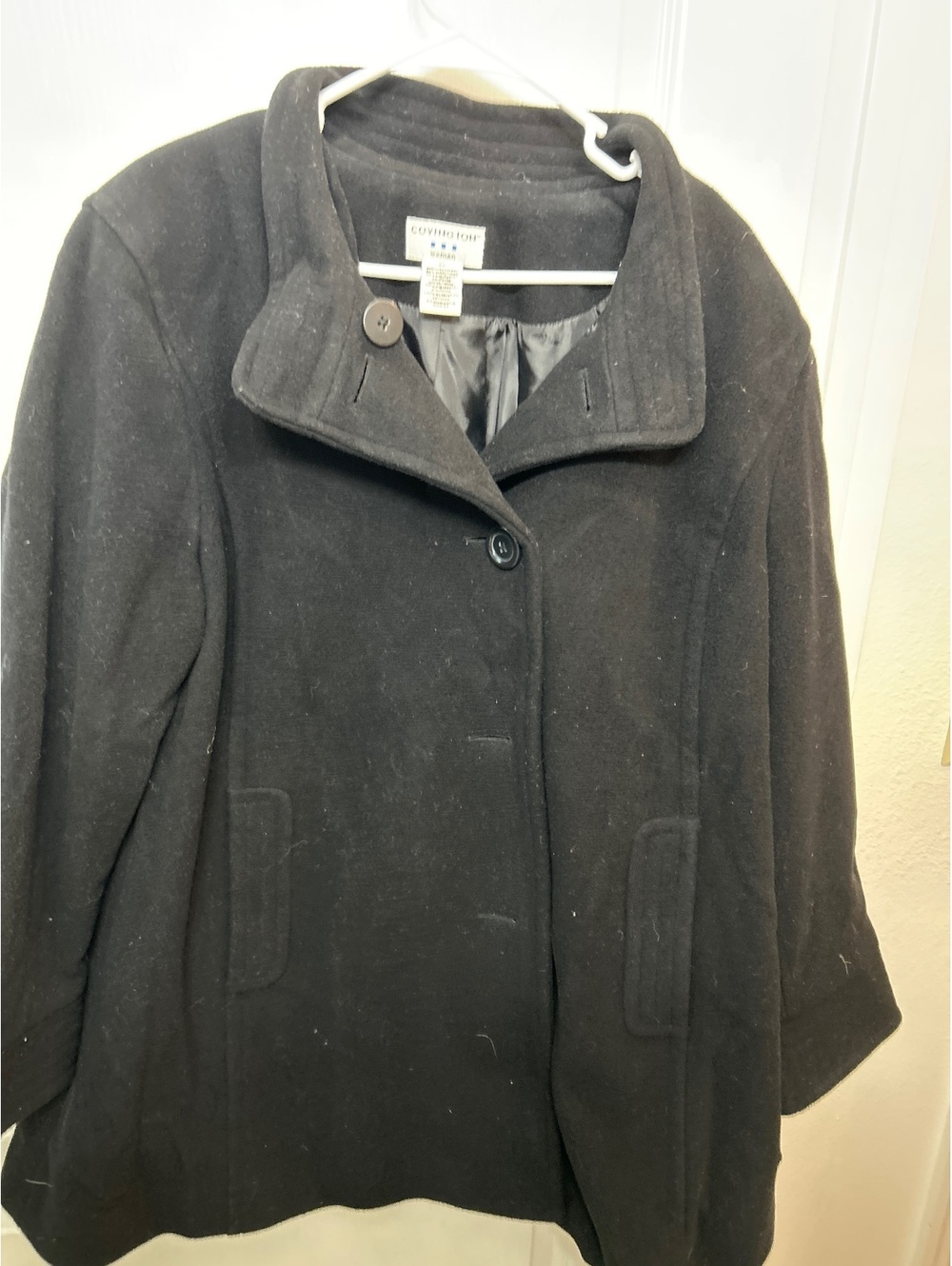 Covington Woman Black Wool Blend Coat Size 2X